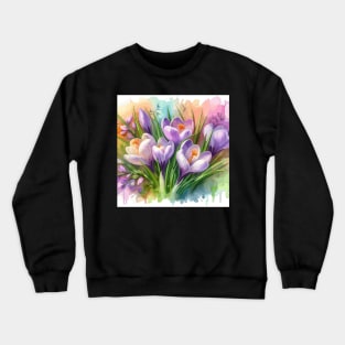Purple  Crocus Flower Crewneck Sweatshirt